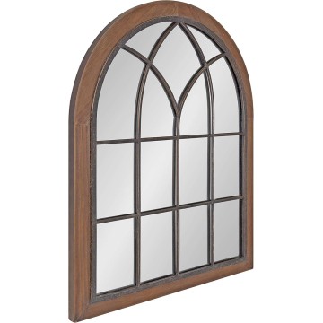 Nola Classic Arch Wood Framed Wall Mirror, 22 x 28, Rustic Brown, Shabby-Chic Farmhouse Wall Decor