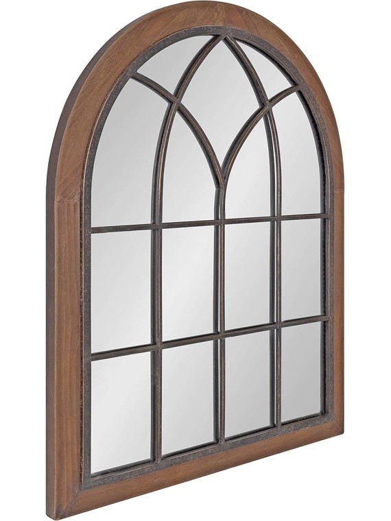 Nola Classic Arch Wood Framed Wall Mirror, 22 x 28, Rustic Brown, Shabby-Chic Farmhouse Wall Decor