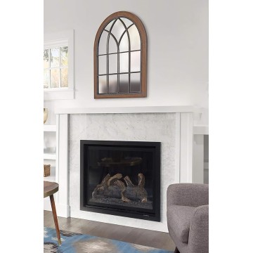 Nola Classic Arch Wood Framed Wall Mirror, 22 x 28, Rustic Brown, Shabby-Chic Farmhouse Wall Decor