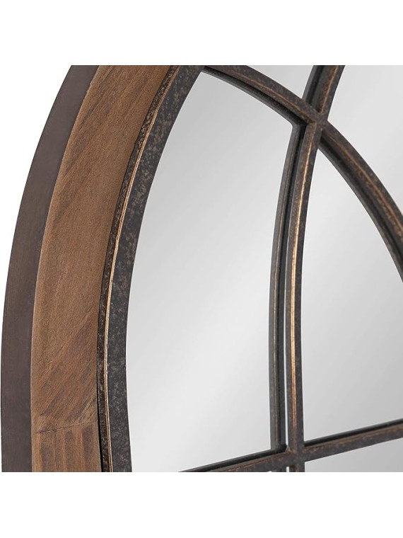 Nola Classic Arch Wood Framed Wall Mirror, 22 x 28, Rustic Brown, Shabby-Chic Farmhouse Wall Decor