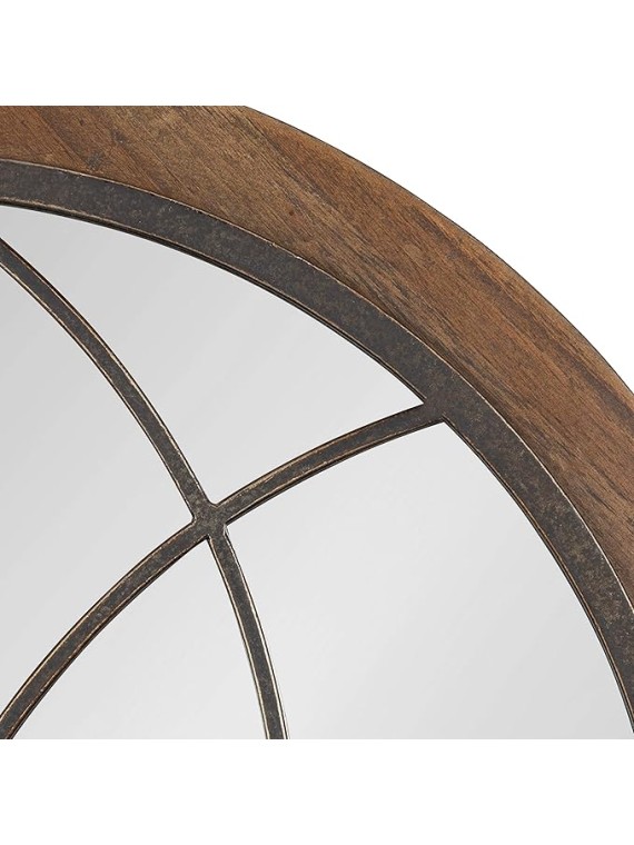 Nola Classic Arch Wood Framed Wall Mirror, 22 x 28, Rustic Brown, Shabby-Chic Farmhouse Wall Decor