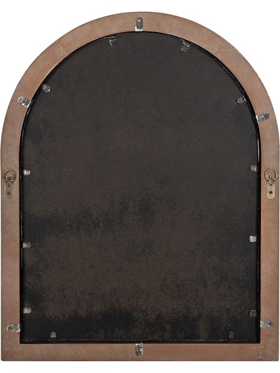 Nola Classic Arch Wood Framed Wall Mirror, 22 x 28, Rustic Brown, Shabby-Chic Farmhouse Wall Decor