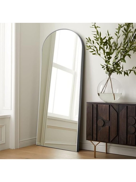 Full Length Mirror, 65''x22'' Sliver Arched Mirror Large Floor Mirror Standing Leaning Hanging [64''x21'' - Sliver]