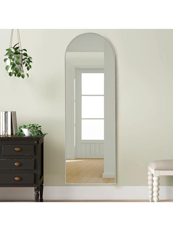 Full Length Mirror, 65''x22'' Sliver Arched Mirror Large Floor Mirror Standing Leaning Hanging [64''x21'' - Sliver]