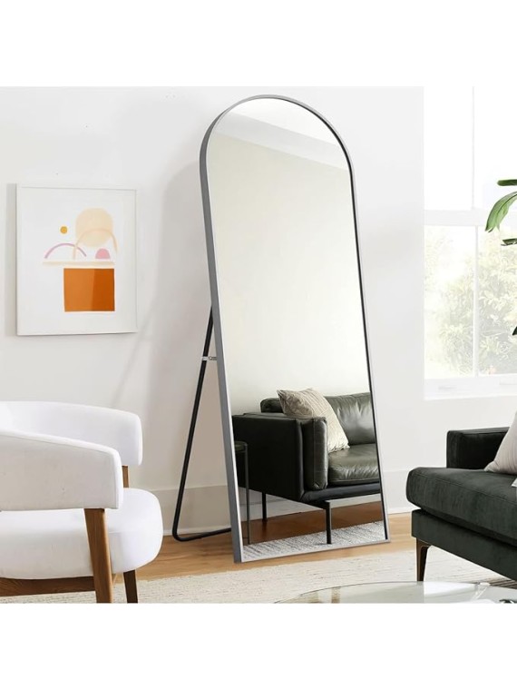 Full Length Mirror, 65''x22'' Sliver Arched Mirror Large Floor Mirror Standing Leaning Hanging [64''x21'' - Sliver]