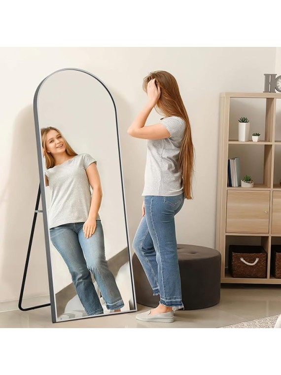 Full Length Mirror, 65''x22'' Sliver Arched Mirror Large Floor Mirror Standing Leaning Hanging [64''x21'' - Sliver]