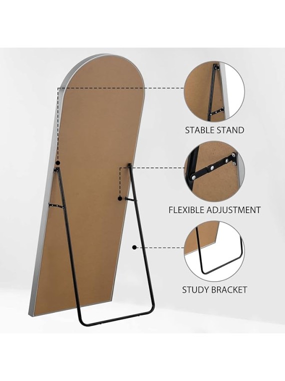 Full Length Mirror, 65''x22'' Sliver Arched Mirror Large Floor Mirror Standing Leaning Hanging [64''x21'' - Sliver]