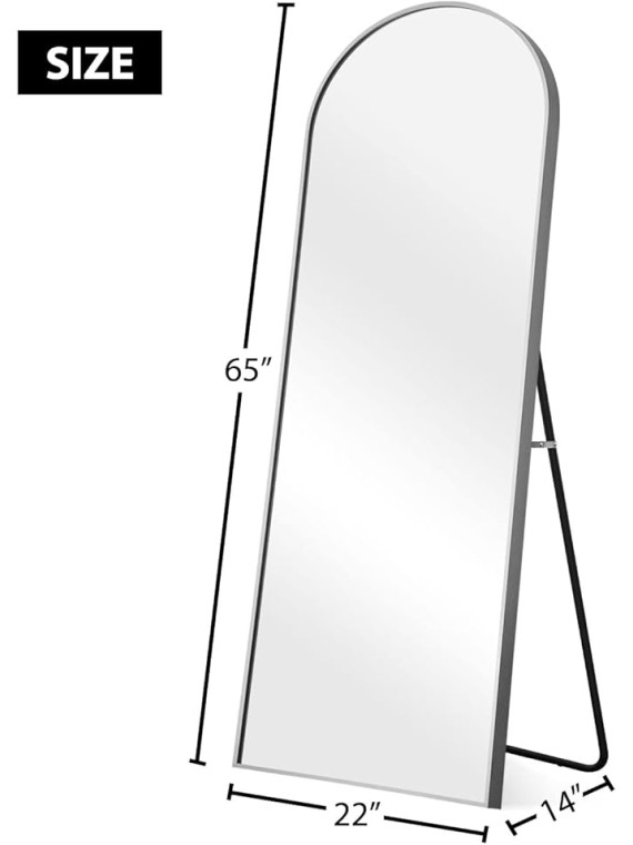 Full Length Mirror, 65''x22'' Sliver Arched Mirror Large Floor Mirror Standing Leaning Hanging [64''x21'' - Sliver]