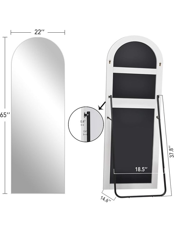 Full Length Mirror, 65''x22'' Sliver Arched Mirror Large Floor Mirror Standing Leaning Hanging [64''x21'' - Sliver]
