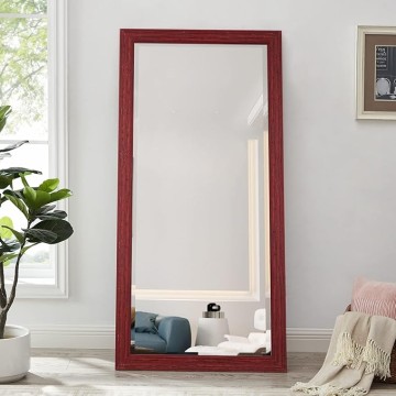 Farmhouse Full-Length Mirror with Wood Frame – Rustic Full Body Floor Mirror, 66"x32", Elegant Wood Floor Mirror Full Length - Natural