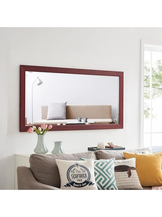 Farmhouse Full-Length Mirror with Wood Frame – Rustic Full Body Floor Mirror, 66"x32", Elegant Wood Floor Mirror Full Length - Natural