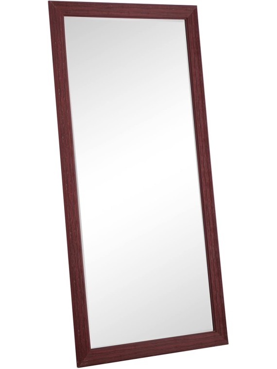Farmhouse Full-Length Mirror with Wood Frame – Rustic Full Body Floor Mirror, 66"x32", Elegant Wood Floor Mirror Full Length - Natural