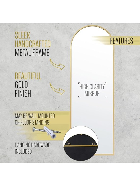 Rustic Accent Mirror for Bathroom, Entry, Dining Room, & Living Room (Gold, 65"x22")