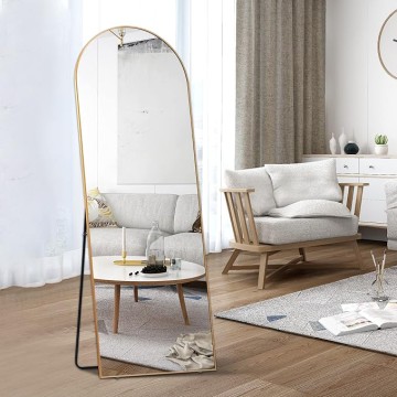 Floor Mirror, Arched Full Length Mirror Standing Hanging or Leaning Against Wall, Body Mirror for Bedroom, Wall-Mounted Mirror with Aluminum Alloy Frame, 65"x22"