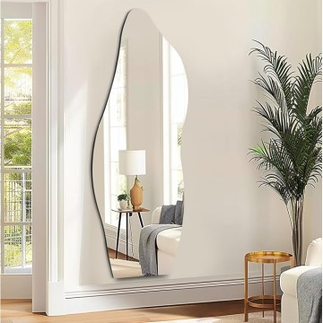 Full Length Mirror 63"x24" Irregular Wall Mirror Wave Frameless for Living Room Bathroom Bedroom Entryway Decor