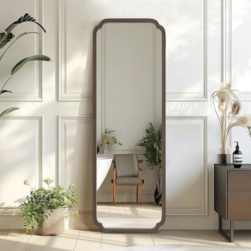 Full Length Mirror Wall Mounted 65"x22", Rustic Wooden Frame Floor Mirror, Large Full Body Mirror for Bedroom, Leaning or Hanging Against Wall (Walnut Solid Wood)