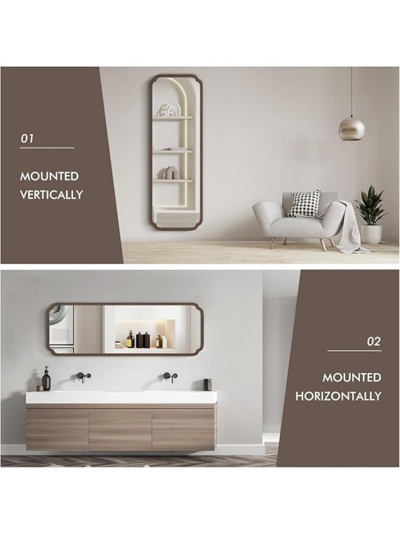 Full Length Mirror Wall Mounted 65"x22", Rustic Wooden Frame Floor Mirror, Large Full Body Mirror for Bedroom, Leaning or Hanging Against Wall (Walnut Solid Wood)