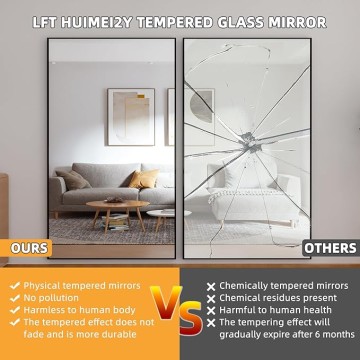 Full Length Mirror, 76.4"x37" Black Oversized Tempered Floor Mirrors with Stand, Full Body Dressing Mirror Hanging or Leaning with Aluminum Alloy Frame Home Decor for Living Room, Bedroom