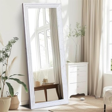 65"x24" Full Length Mirror Solid Wood Frame Floor Mirror for Living Room, Bedroom Hanging or Leaning, White