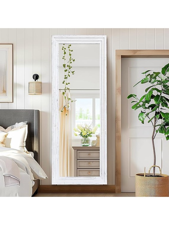 65"x24" Full Length Mirror Solid Wood Frame Floor Mirror for Living Room, Bedroom Hanging or Leaning, White