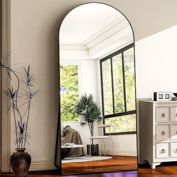 78" x 35" Arched Full-Length Mirror - Black Oversized Floor Mirror Free Standing Aluminum Frame Full Body Mirrors for Bedroom Cloakroom