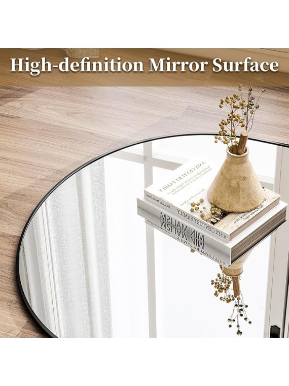 78" x 35" Arched Full-Length Mirror - Black Oversized Floor Mirror Free Standing Aluminum Frame Full Body Mirrors for Bedroom Cloakroom