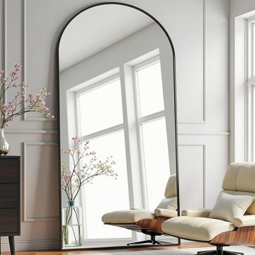 Full Length Mirror 76" x 34" Arched Floor Mirror Hanging Mounted Mirrors Full Body Mirrors with Stand Simple Home Decor for Bedroom, Dressing Room, Black