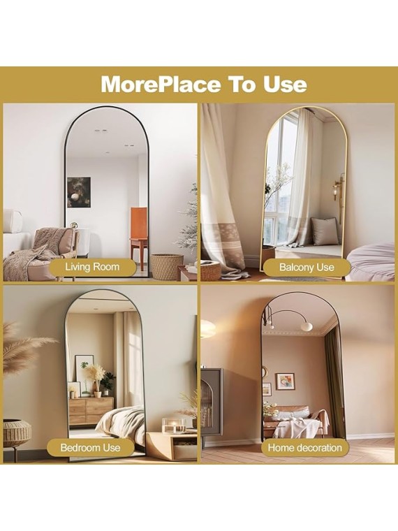 Full Length Mirror 76" x 34" Arched Floor Mirror Hanging Mounted Mirrors Full Body Mirrors with Stand Simple Home Decor for Bedroom, Dressing Room, Black
