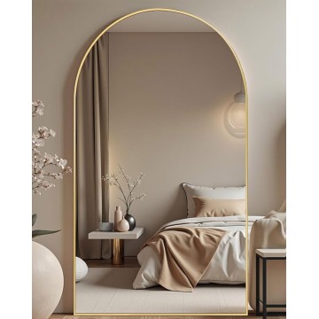 77"x38" Arched Full-Length Mirror with Explosion-Proof HD Glass - Oversized Floor or Wall-Mounted Full Body Mirror for Bedroom, Living Room, and Cloakroom (Gold)