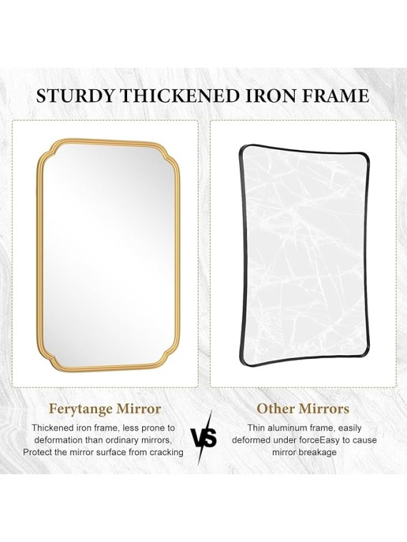 Gold Full Length Mirror with Standing, 65"x22" Rounded Corner Wall Mounted Floor Mirror Leaning Against Wall Dressing Room