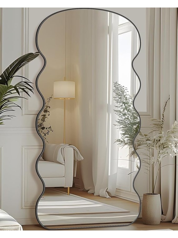 Arched Full Length Mirror, 71"x32" Floor Mirror Freestanding, Floor Standing Mirror Full Body Mirrors with Stand for Bedroom, HomeDecor Hanging Mounted Mirrors for Living Room, Black