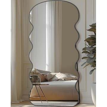 Arched Full Length Mirror, 71"x32" Floor Mirror Freestanding, Floor Standing Mirror Full Body Mirrors with Stand for Bedroom, HomeDecor Hanging Mounted Mirrors for Living Room, Black