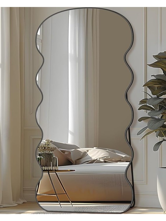 Arched Full Length Mirror, 71"x32" Floor Mirror Freestanding, Floor Standing Mirror Full Body Mirrors with Stand for Bedroom, HomeDecor Hanging Mounted Mirrors for Living Room, Black
