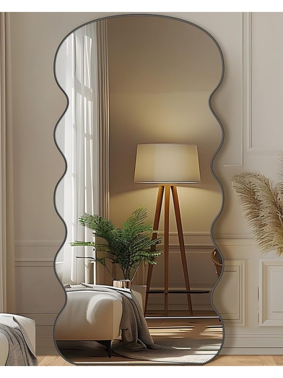 Arched Full Length Mirror, 71"x32" Floor Mirror Freestanding, Floor Standing Mirror Full Body Mirrors with Stand for Bedroom, HomeDecor Hanging Mounted Mirrors for Living Room, Black