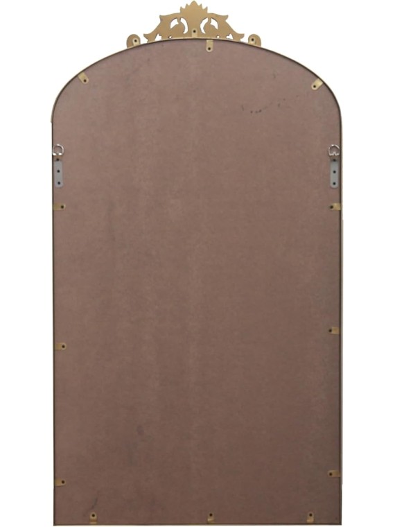 Enhance Room Decor with Vintage Arched Floor Mirror, Ornate Metal Frame for Entryway or Living Room, Antique Bronze Finish