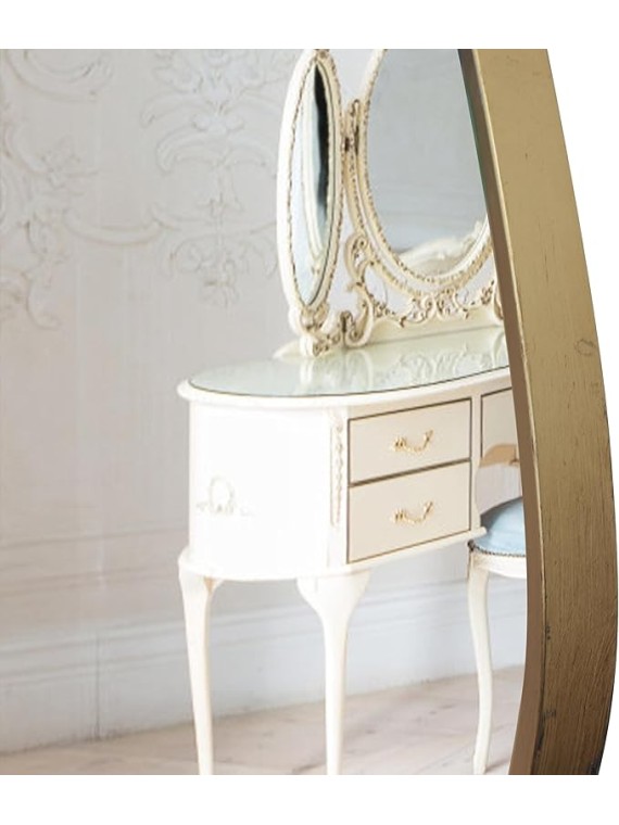 Enhance Room Decor with Vintage Arched Floor Mirror, Ornate Metal Frame for Entryway or Living Room, Antique Bronze Finish